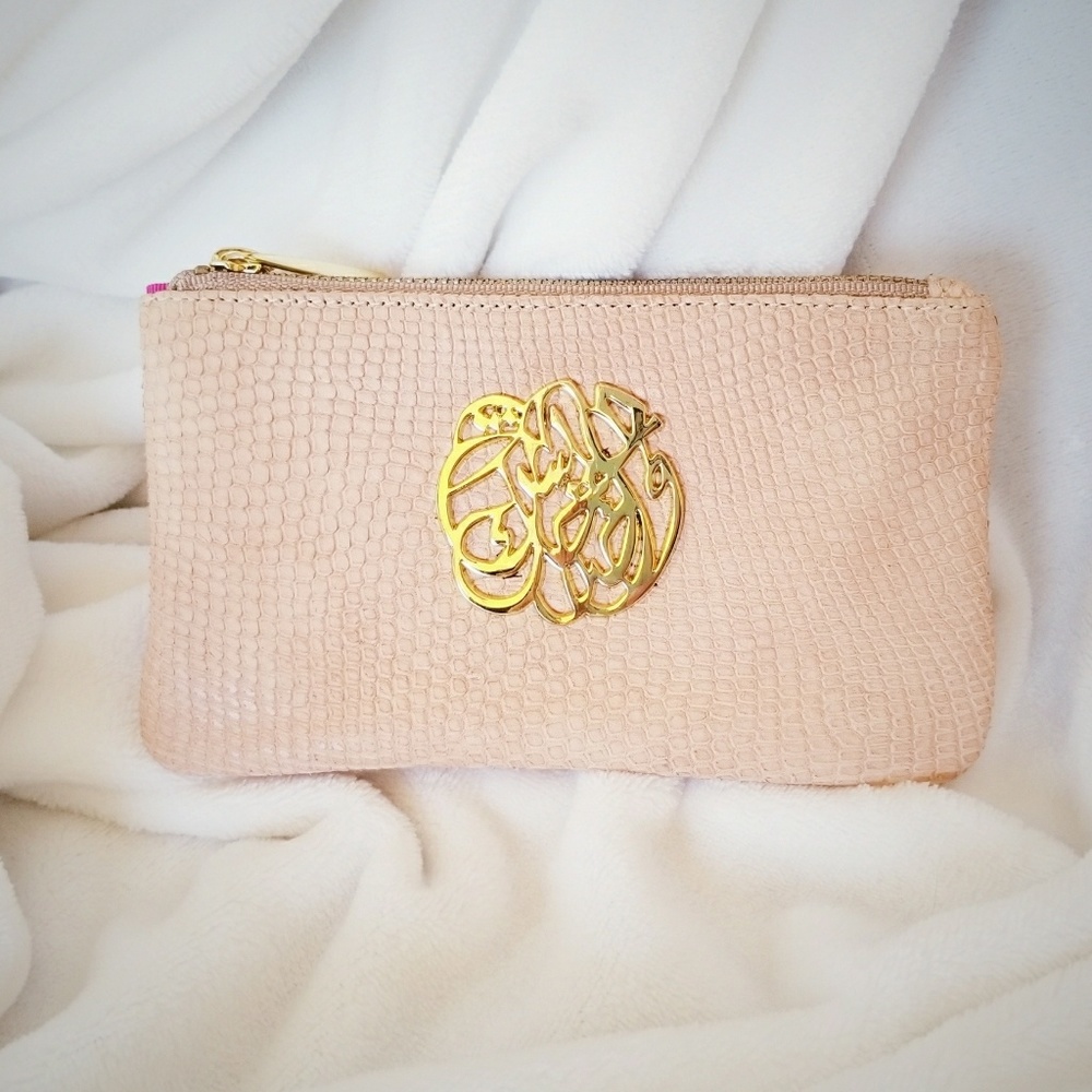 NWOT Dareen Hakim Pink Leather 24K plated pouch